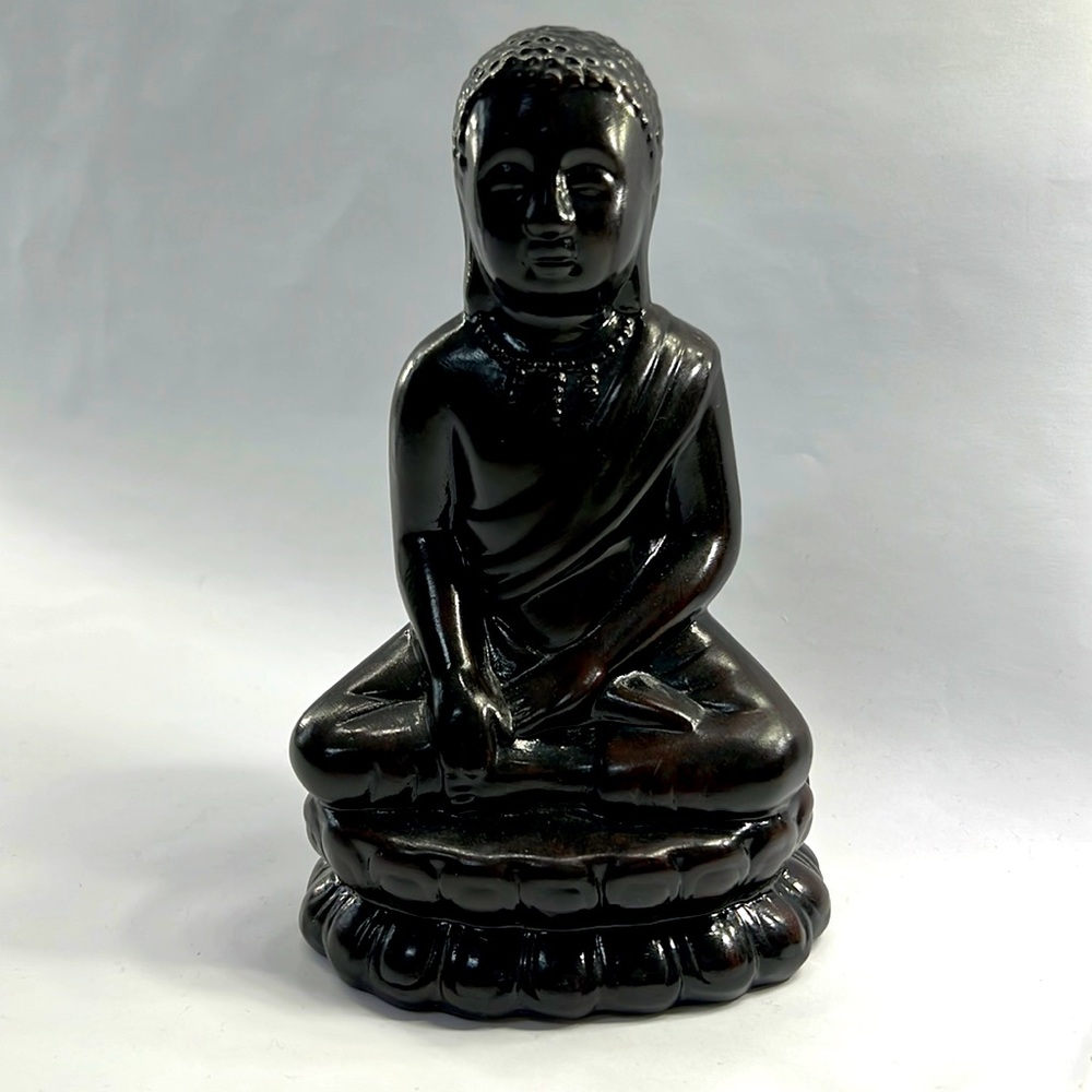 Sitting Buddha Statue, Rich, Dark Brown with Black, Ceramic